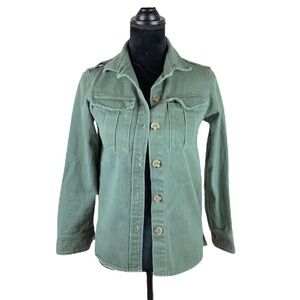 LINE THE LABEL GREEN UTILITARIAN DENIM SHACKET / SHIRT
